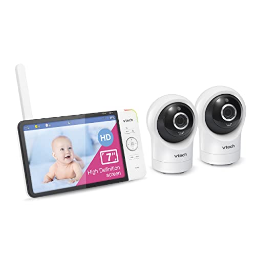 1080p HD Smart WiFi Baby Monitor With 2 Cameras, 360 Degree Pan And Tilt, 10X Zoom, Night Vision, Two Way Talk And Motion Detection