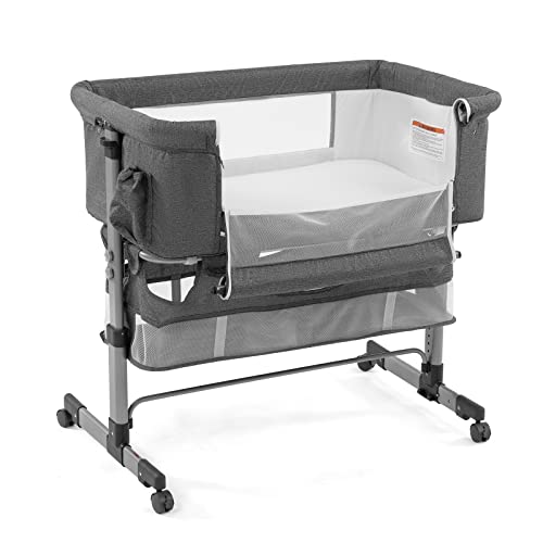 3 In 1 Bedside Baby Crib With Adjustable Height Portable Bassinet For Infants And Newborns Safe Sleep