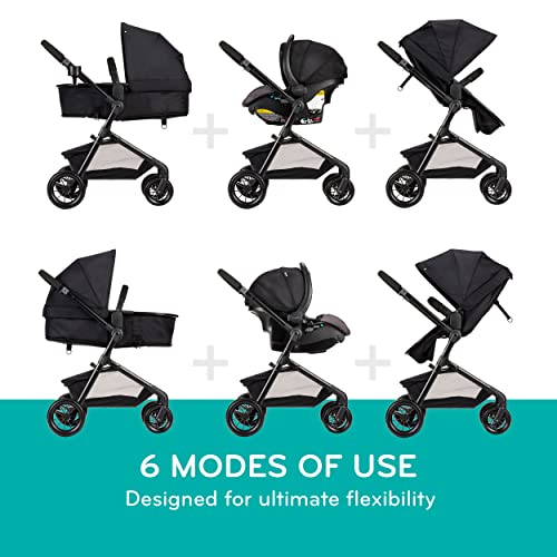 Evenflo Pivot Modular Travel System With LiteMax Infant Car Seat And Anti Rebound Bar For Safe Rear Facing Travel
