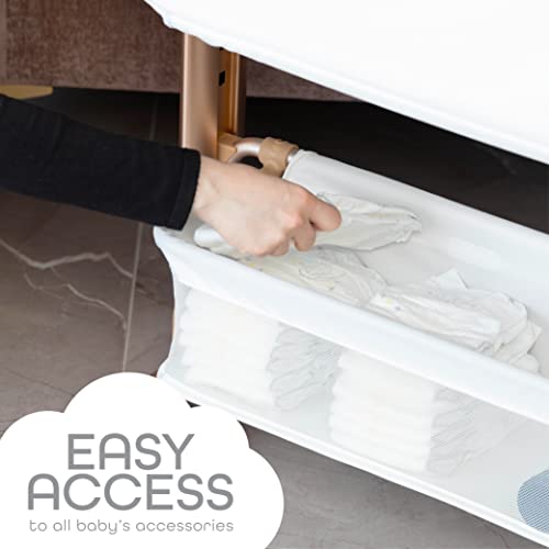 Portable Baby Bassinet For Newborn Bedside Sleeper, Easy Fold Crib With Storage Basket