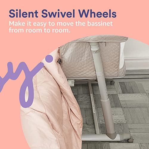 Portable Infant Bassinet With Built In Wheels For Safe Co Sleeping And Soothing Music