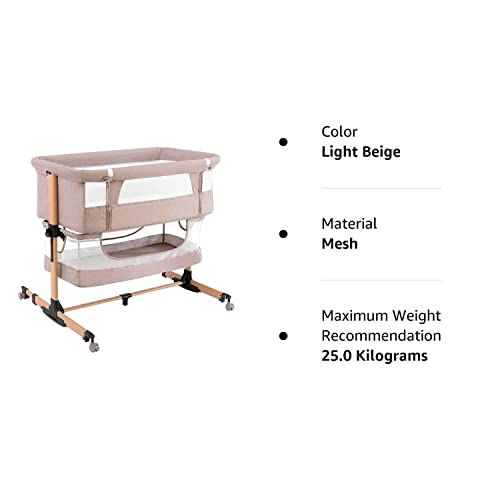 Nordmiex Baby Bedside Crib With Breathable Mesh Adjustable Height Portable Bassinet For Infant
