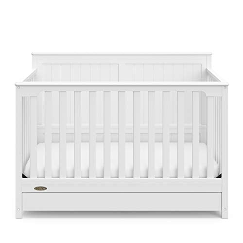 Greenguard Gold Certified Convertible Crib With Drawer And Five In One Functionality White
