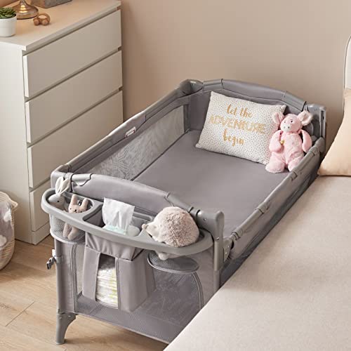 4 In 1 Bedside Sleeper For Baby With Retractable Side Crib Playard Changing Table And Bassinet