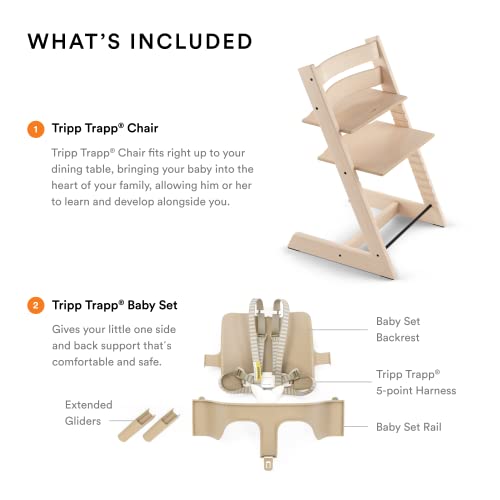 Stokke Tripp Trapp High Chair Adjustable Convertible For Life With Baby Set And Removable Harness