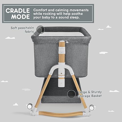 Baby Bassinet Bedside Sleeper With Mosquito Net And Rocking