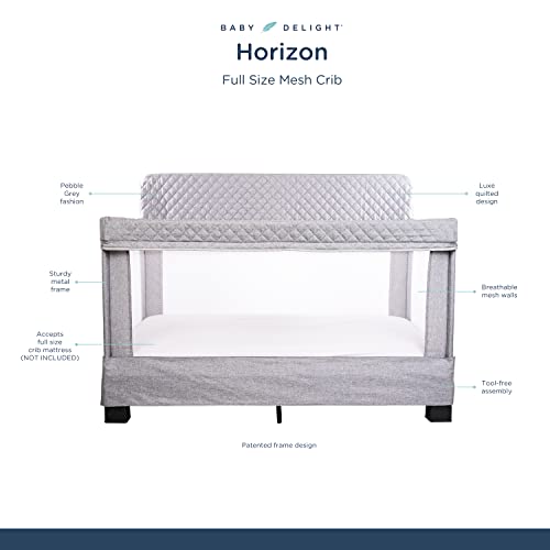 Full Size Portable Baby Crib With Breathable Mesh Walls And Luxe Quilted Fabric For Easy Travel