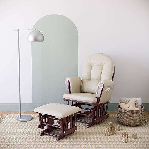 Storkcraft Premium Hoop Glider And Ottoman With Padded Cushions And Storage Pocket