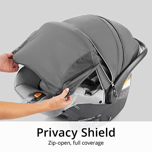 Easy Install Infant Car Seat With Zip Privacy Shield And ClearTex Fabric For 4 To 35 Lbs Babies Rear Facing