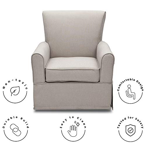 Plush Upholstered Glider Swivel Rocker Chair With Gentle Glide Motion For Baby Relaxation