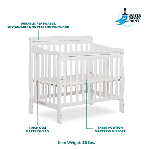 4-In-1 Convertible Mini Crib In White With Greenguard Gold Certified And Non-Toxic New Zealand Pinewood