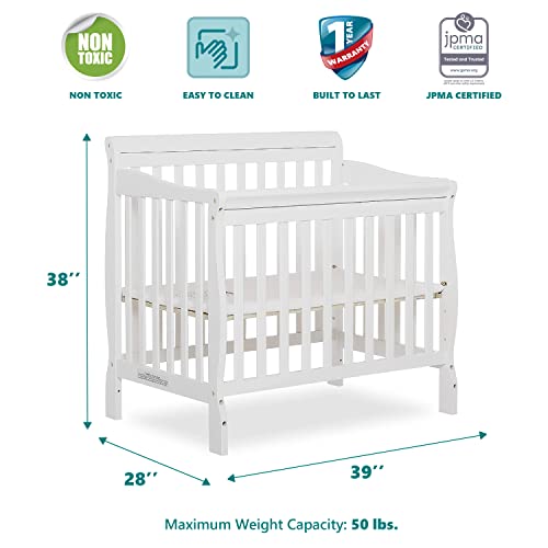 4-In-1 Convertible Mini Crib In White With Greenguard Gold Certified And Non-Toxic New Zealand Pinewood