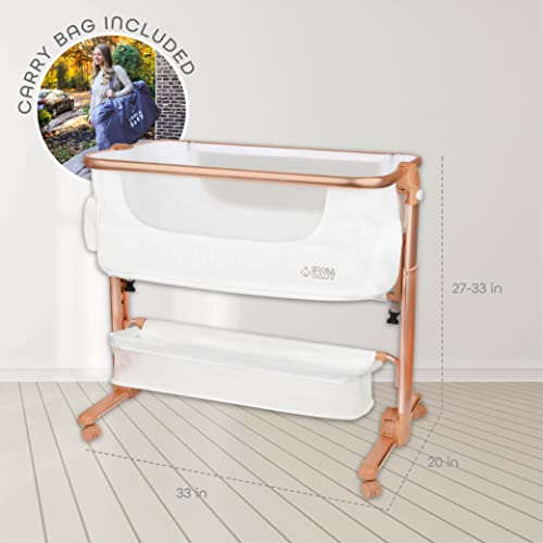 Portable Baby Bassinet For Newborn Bedside Sleeper, Easy Fold Crib With Storage Basket