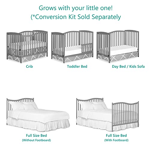 5-In-1 Convertible Crib In Steel Grey Finish Grows With Baby Converts To Toddler Bed Daybed And Full-Size Bed