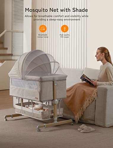 Safe Close Bedside Bassinet Newborn With Adjustable Height
