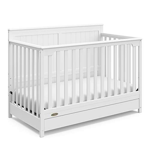 Greenguard Gold Certified Convertible Crib With Drawer And Five In One Functionality White