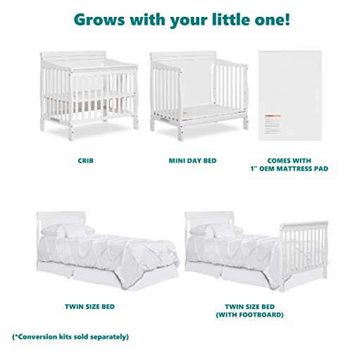 4-In-1 Convertible Mini Crib In White With Greenguard Gold Certified And Non-Toxic New Zealand Pinewood