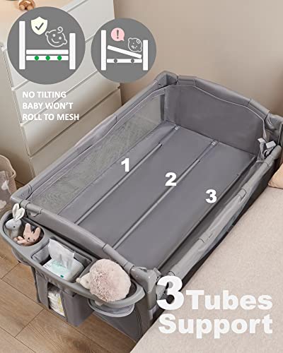 4 In 1 Bedside Sleeper For Baby With Retractable Side Crib Playard Changing Table And Bassinet