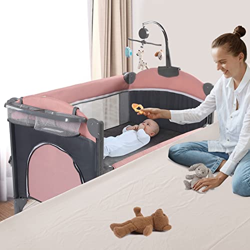 Multifunctional Baby Crib With Mattress And Bedside Sleeper Portable Foldable Bassinet For Newborns