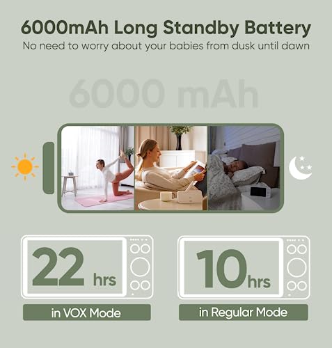 Two Camera Baby Monitor With 7 Inch Split Screen HD Video Long Range 1000 ft 6000 mAh Battery