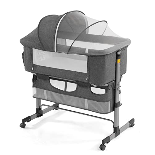 3 In 1 Bedside Baby Crib With Adjustable Height Portable Bassinet For Infants And Newborns Safe Sleep