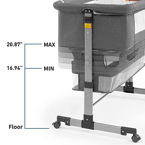 3 In 1 Bedside Baby Crib With Adjustable Height Portable Bassinet For Infants And Newborns Safe Sleep