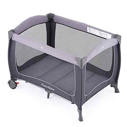 Pamo Babe Portable Baby Nursery Center Playard Foldable Crib With Changing Table And Wheels