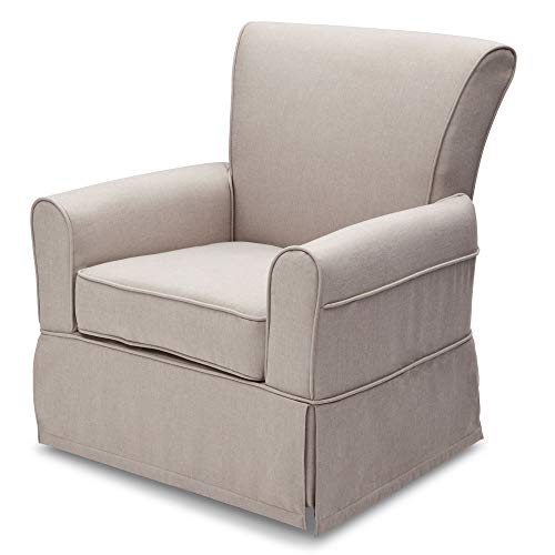 Plush Upholstered Glider Swivel Rocker Chair With Gentle Glide Motion For Baby Relaxation