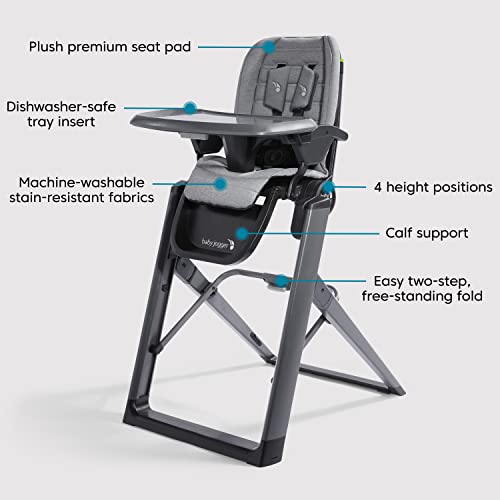 Compact Space Saving High Chair With 80 Percent Smaller Footprint Tray Clips And Easy Two Step Fold