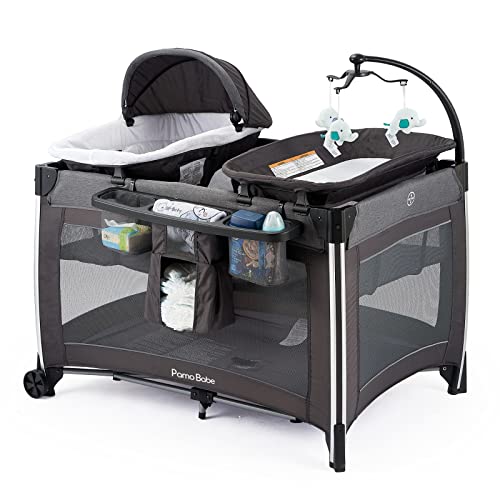 4 In 1 Portable Baby Crib Deluxe Nursery Center Foldable Travel Playard With Bassinet Mattress And Changing Table
