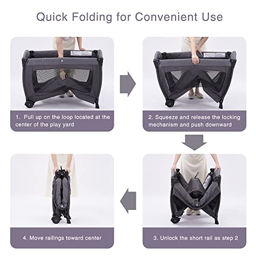 Pamo Babe Deluxe Nursery Center Foldable Playard With Bassinet Mattress Changing Table For Newborns Zero To Three Years