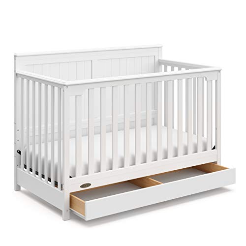 Greenguard Gold Certified Convertible Crib With Drawer And Five In One Functionality White