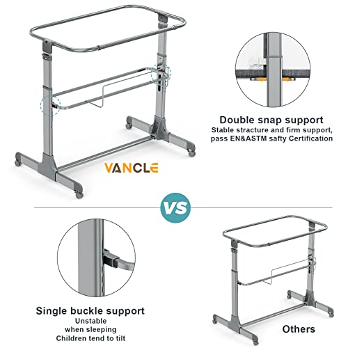 Portable Mesh Bassinet On Wheels With Height Adjustable Bedside Design And Comfy Mattress
