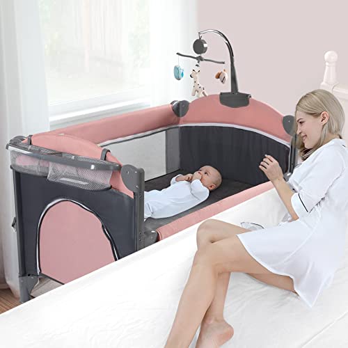 Five In One Baby Bassinet Bedside Sleeper Pack And Play With Changing Table And Portable Travel Bassinet