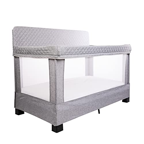 Full Size Portable Baby Crib With Breathable Mesh Walls And Luxe Quilted Fabric For Easy Travel