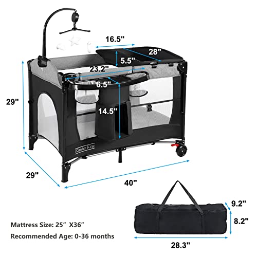 4 In 1 Portable Nursery Center Foldable Bedside Crib With Bassinet Pack N Play And Changing Table Storage Basket