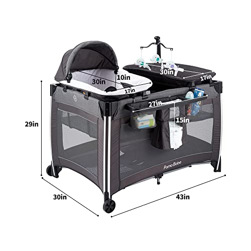 4 In 1 Portable Baby Crib Deluxe Nursery Center Foldable Travel Playard With Bassinet Mattress And Changing Table