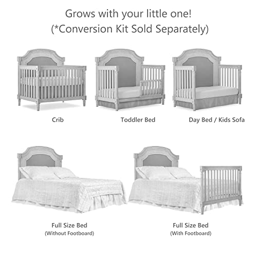 Evolur Julienne 5 in 1 Convertible Crib With Kiln Dried Hardwood Frame And Timeless French Country Craftsmanship