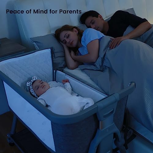 3 In 1 Foldable Baby Bassinet Bedside Sleeper With Large Storage Basket And Breathable Mesh