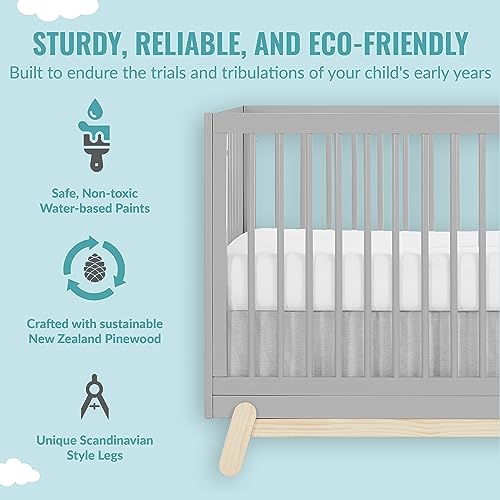 Dream On Me Hygge 5 In 1 Convertible Crib With Sustainable Pinewood And Easy Clean Finish