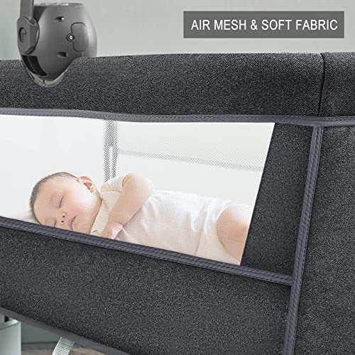 Bedside Bassinet With Wheels And Music Box Height Adjustable To Fit Your Bed For Safe Nighttime Care