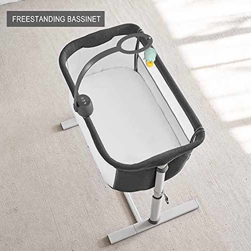 Yacul 2In1 Baby Bassinet Bedside Sleeper With Music Box And Easy Assembly Convertible Bedside Crib