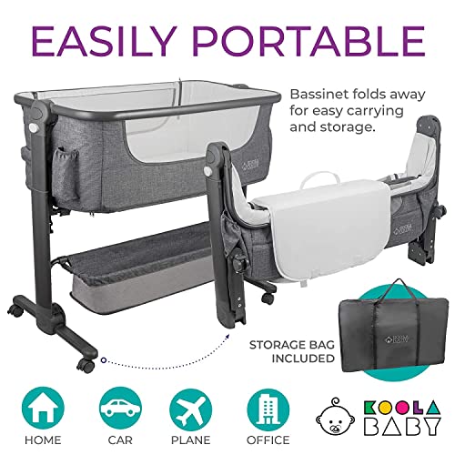 Portable Baby Bassinet Bedside Sleeper With Easy Folding Storage Basket Comfy Mattress For Newborn Sleep