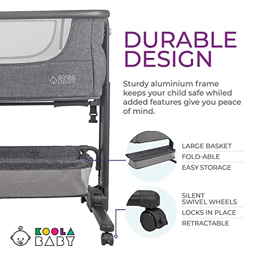 Portable Baby Bassinet Bedside Sleeper With Easy Folding Storage Basket Comfy Mattress For Newborn Sleep