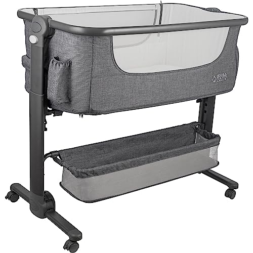 Portable Baby Bassinet Bedside Sleeper With Easy Folding Storage Basket Comfy Mattress For Newborn Sleep