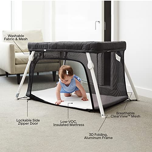 Portable Travel Crib With Lightweight Backpack Design And Certified Safe Foldable Play Yard Mattress
