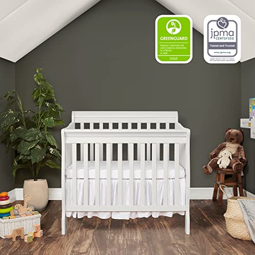 4-In-1 Convertible Mini Crib In White With Greenguard Gold Certified And Non-Toxic New Zealand Pinewood