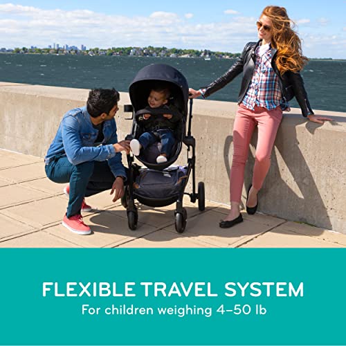 Evenflo Pivot Modular Travel System With LiteMax Infant Car Seat And Anti Rebound Bar For Safe Rear Facing Travel