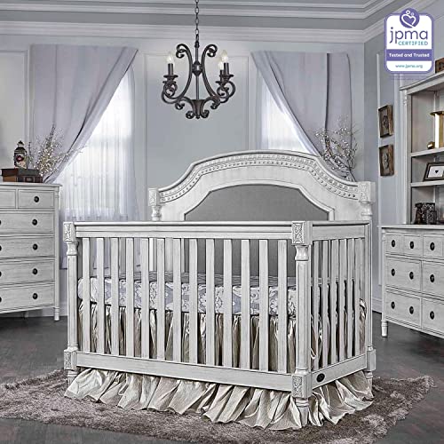Evolur Julienne 5 in 1 Convertible Crib With Kiln Dried Hardwood Frame And Timeless French Country Craftsmanship