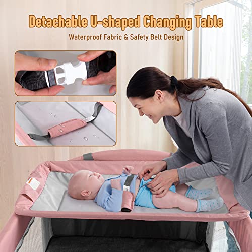 Five In One Baby Bassinet Bedside Sleeper Pack And Play With Changing Table And Portable Travel Bassinet